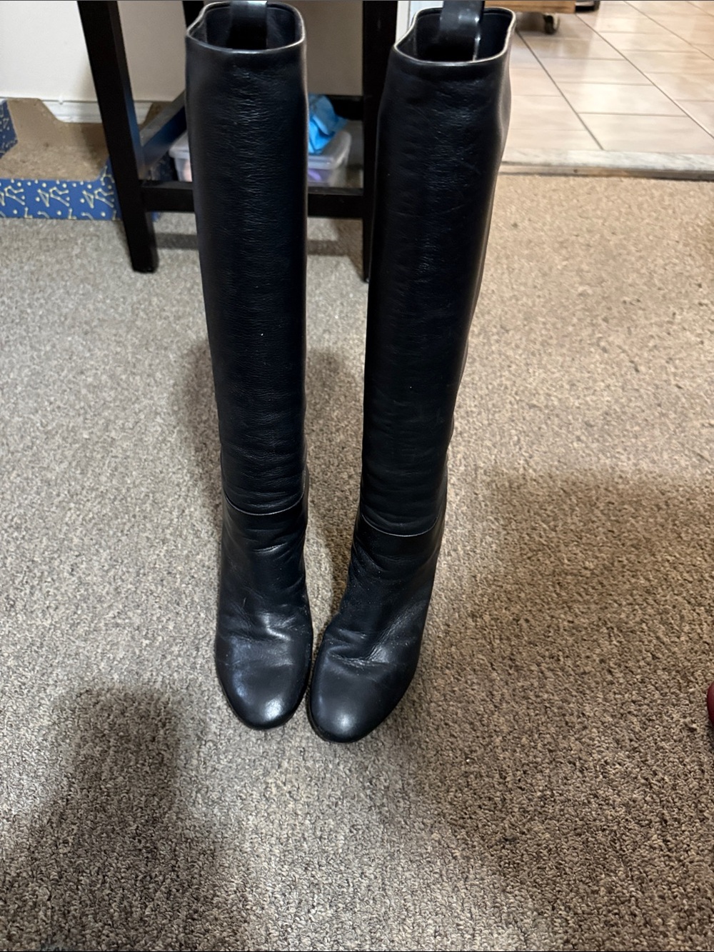 Tory Burch Black Over-the-Knee Leather Boots